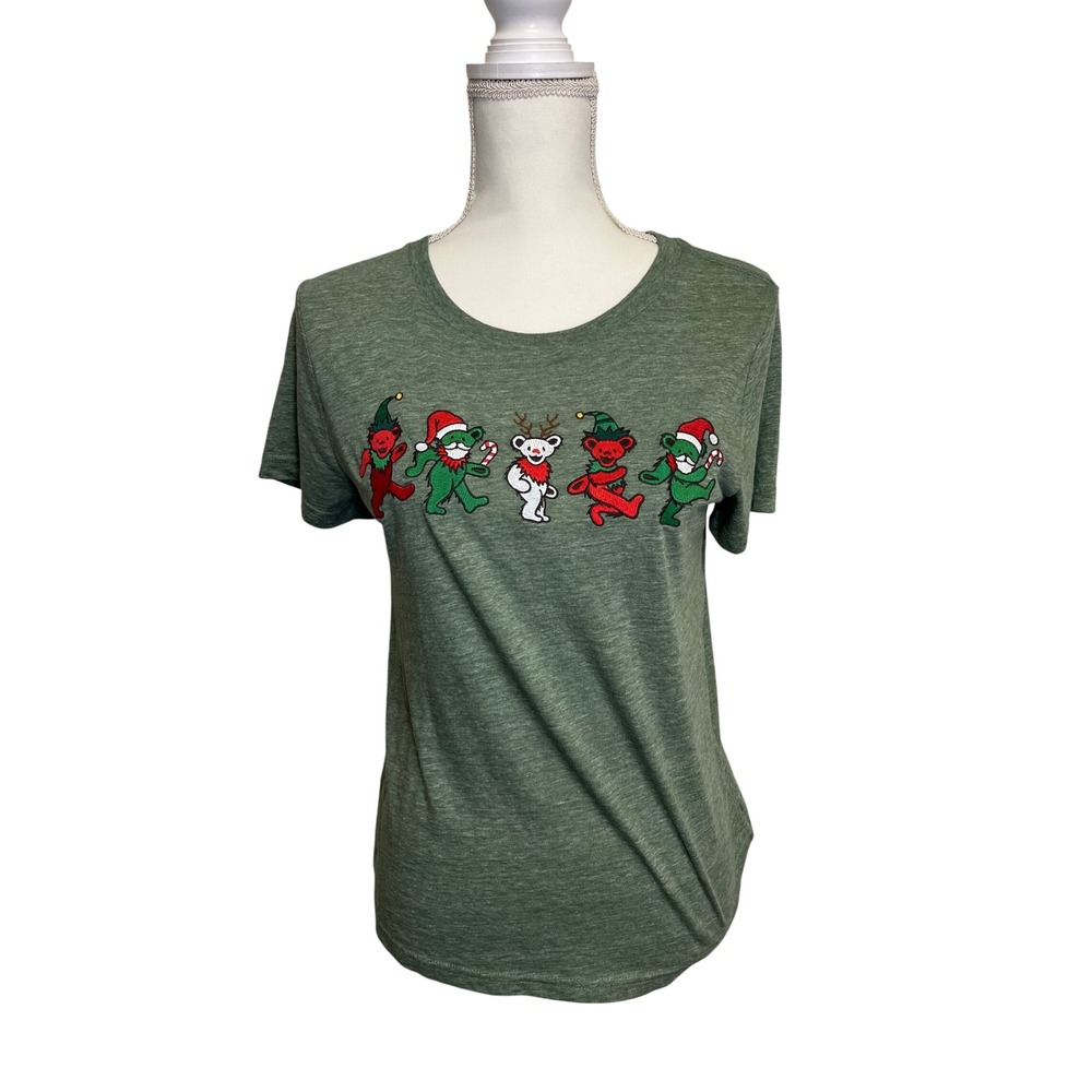 Lucky Brand Grateful Dead Women's Christmas Embroidered Bear T-Shirt Size Small